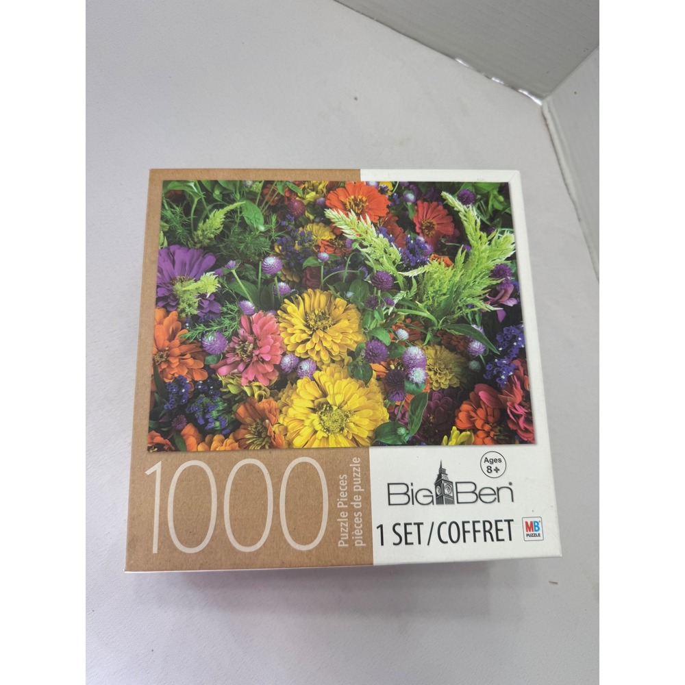 Used Big Ben Summer Flowers 1000 Piece Jigsaw Puzzle MB Puzzle Floral 18x24 2018